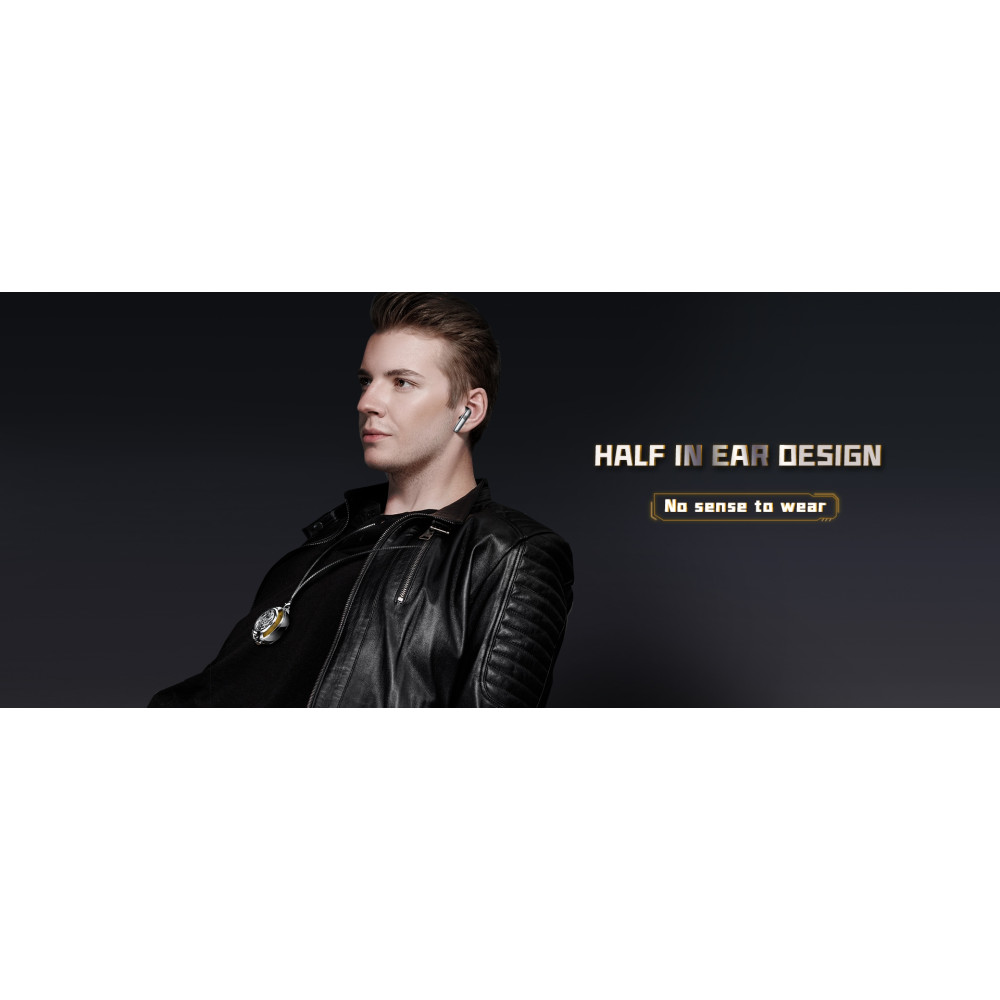 Recci REP-W56 Tyche Stereo Wireless Earbuds - Ασύρματα Ακουστικά Bluetooth / Mενταγιόν με Θήκη Φόρτισης - Silver (6955482520178)