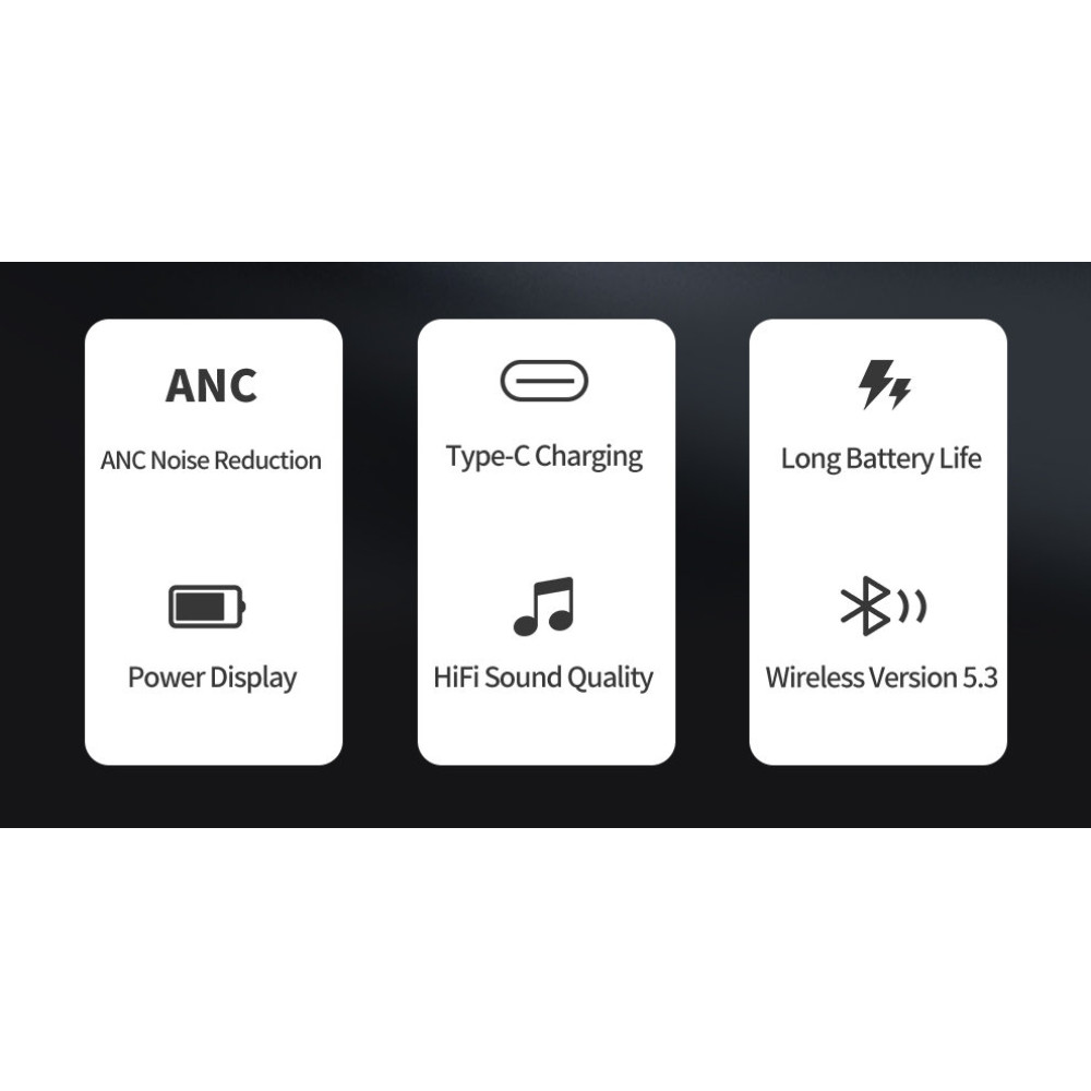 Recci REP-W77 Warrior TWS ANC Wireless Earphones - Ασύρματα Ακουστικά Bluetooth με Θήκη Φόρτισης - Black (6955482526941)