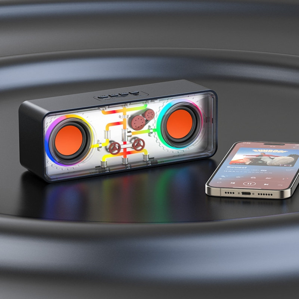 Recci RSK-W38 Space Station - Ασύρματο Φορητό Ηχείο Bluetooth με RGB Φωτισμό - Black (6955482526156)