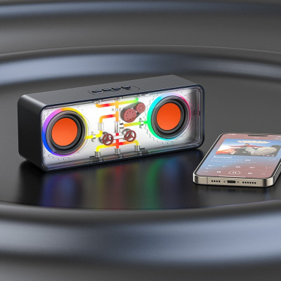 Recci RSK-W38 Space Station - Ασύρματο Φορητό Ηχείο Bluetooth με RGB Φωτισμό - Black (6955482526156)