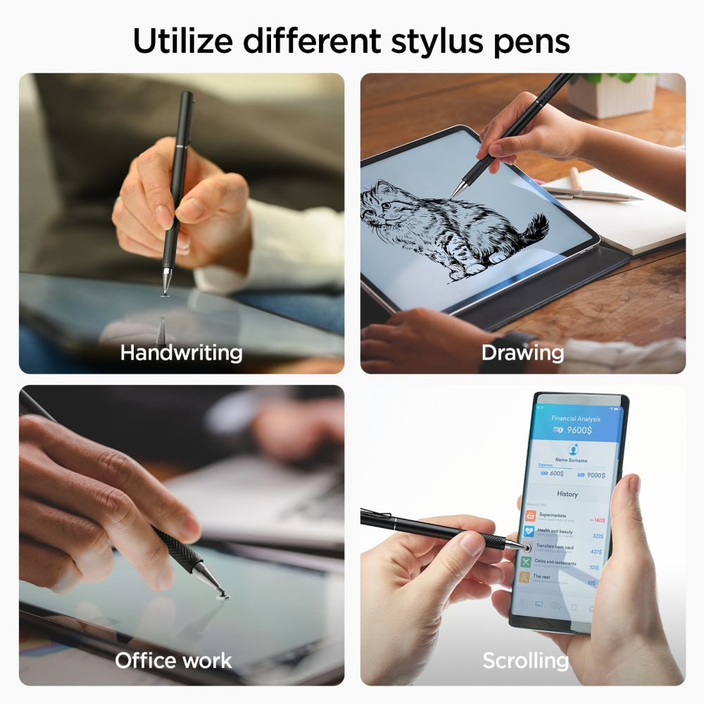 Spigen 2 in 1 Universal Stylus Pen - Γραφίδα Αφής για Smartphone / Tablet - Black (APP07078)
