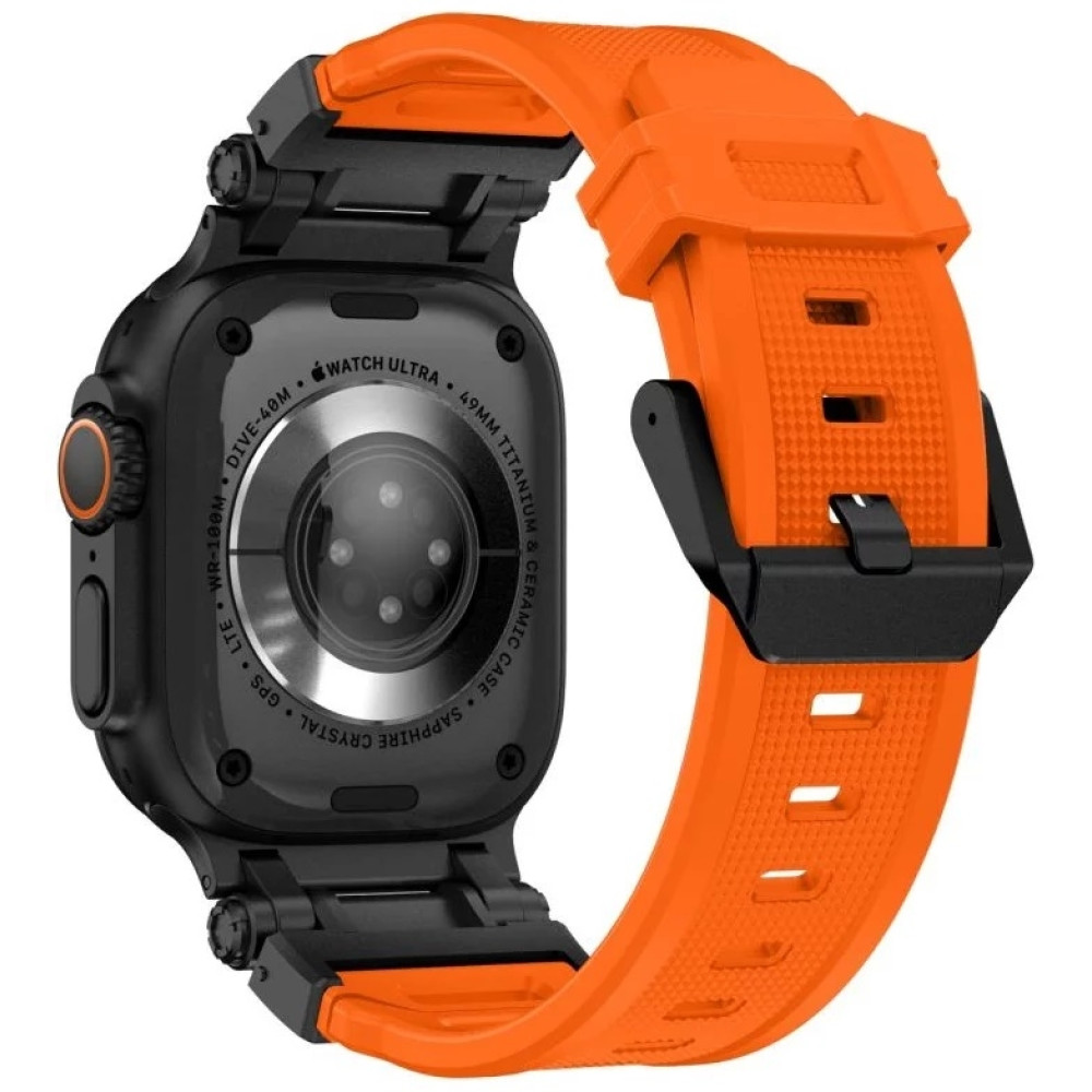 Tech-Protect Delta Pro - Premium Λουράκι Σιλικόνης Apple Watch Ultra/SE/11/10/9/8/7/6/5/4 (49/46/45/44mm) - Orange / Black (5906302307838)