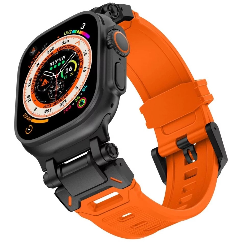 Tech-Protect Delta Pro - Premium Λουράκι Σιλικόνης Apple Watch Ultra/SE/11/10/9/8/7/6/5/4 (49/46/45/44mm) - Orange / Black (5906302307838)