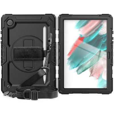 HappyCase Full Body Ανθεκτική Θήκη με Λαβή / Kickstand / Ζώνη Μεταφοράς - Samsung Galaxy Tab A8 10.5" 2021 - Black (8719246353758)