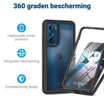 HappyCase Full Protect 360° - Full Body Διάφανη Θήκη Motorola Edge 30 - Black (8719246372599)