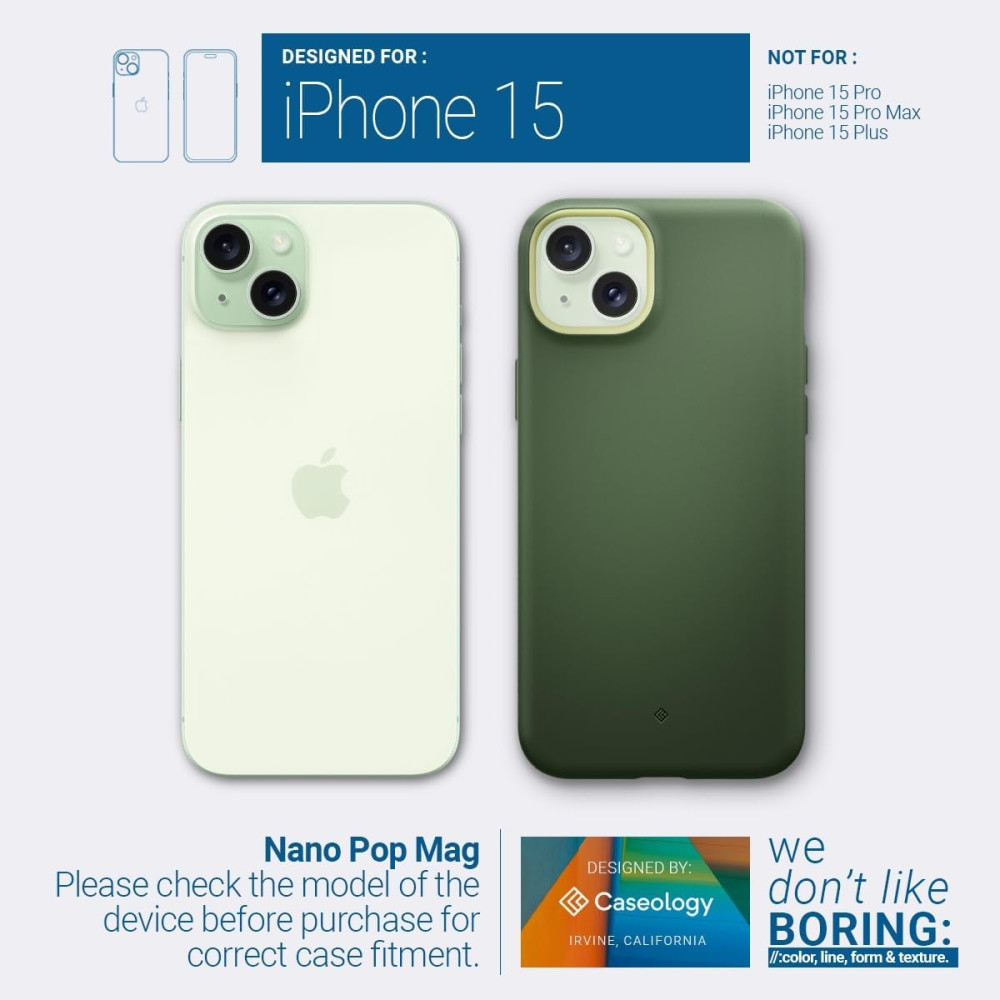 Caseology Nano Pop Mag - Ανθεκτική MagSafe Θήκη Σιλικόνης - Apple iPhone 15 - Avo Green (ACS06823)