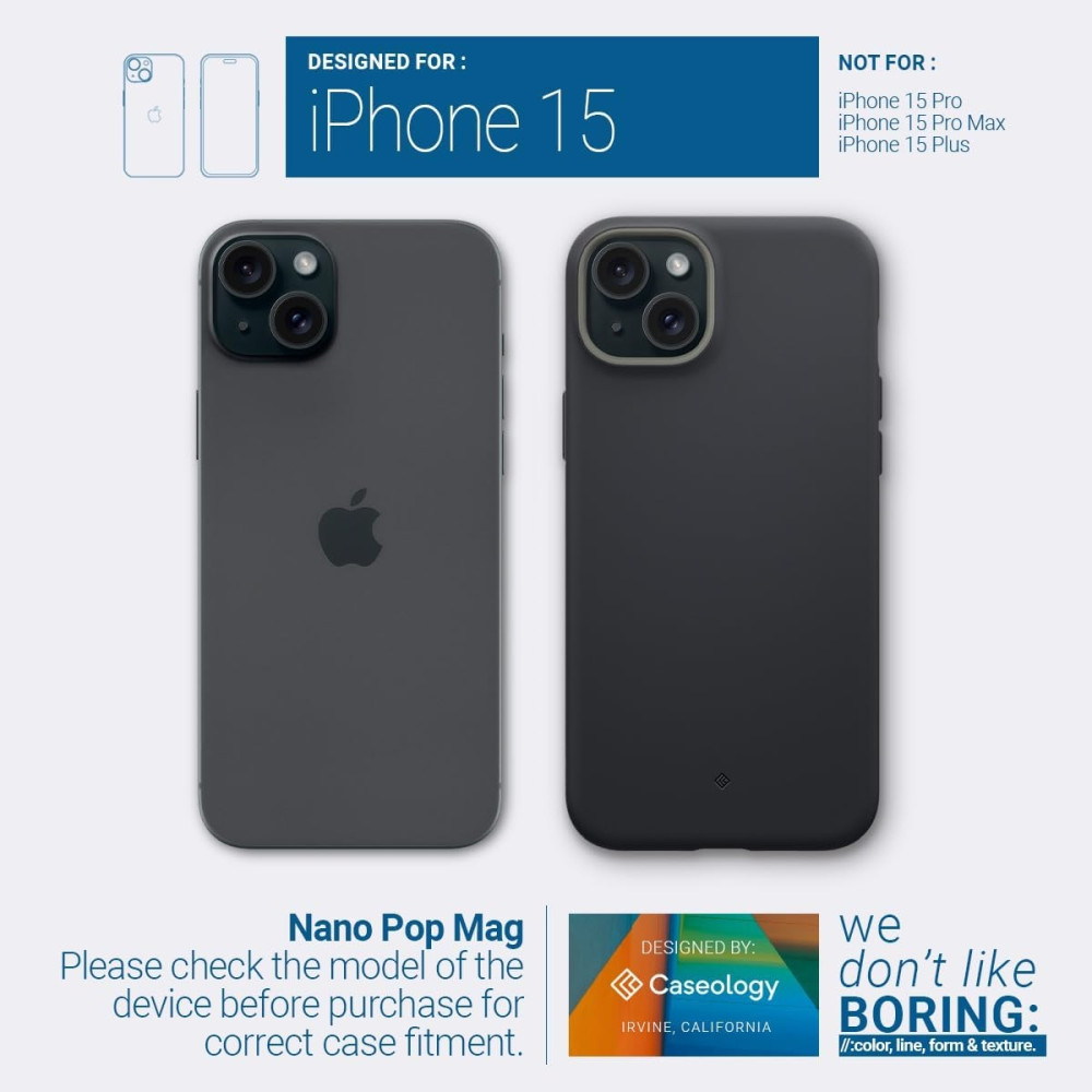 Caseology Nano Pop Mag - Ανθεκτική MagSafe Θήκη Σιλικόνης - Apple iPhone 15 - Black Sesame (ACS06822)