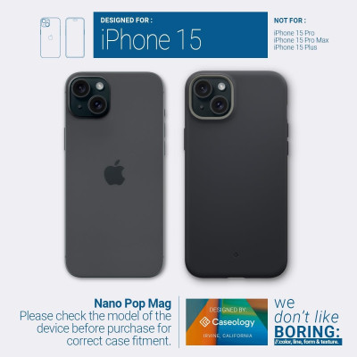 Caseology Nano Pop Mag - Ανθεκτική MagSafe Θήκη Σιλικόνης - Apple iPhone 15 - Black Sesame (ACS06822)