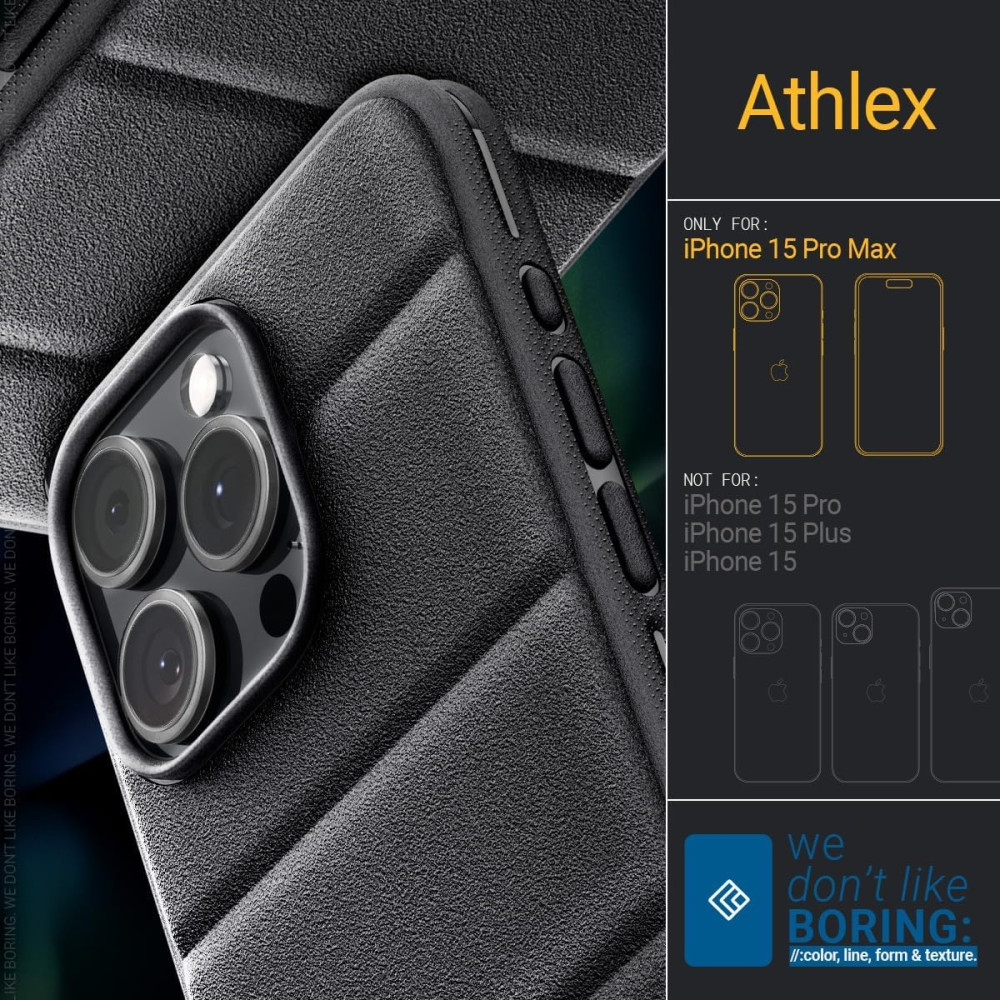 Θήκη Apple iPhone 15 Pro Max - Caseology Athlex Ανθεκτική Σιλικόνης - Active Black (ACS06623)