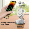 Ofkoz 3in1 360° Foldable Magnetic Wireless Charger - Μαγνητική Αναδιπλούμενη Περιστρεφόμενη Βάση Ασύρματης Φόρτισης MagSafe για iPhone 16 / 15 / 14 / 13 / 12 / AirPods / Apple Watch - 15W - Silver (OKFW02)
