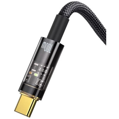 Baseus Explorer Series Auto Power-Off - Καλώδιο Γρήγορης Φόρτισης και Μεταφοράς Δεδομένων USB-A σε Type-C - 200cm - 100W - Black (CATS000301)