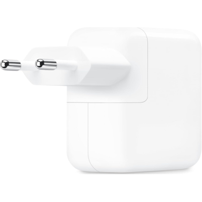 Official Apple 35W Dual USB-C Power Adapter New - Ταχυφορτιστής Ταξιδιού / Αντάπτορας με 2 x Type-C - 35W - White (MW2K3ZM/A)