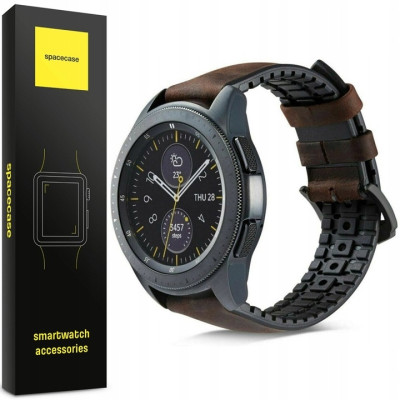 Spacecase Major - Universal Λουράκι για Smartwatches (20mm) από Δέρμα Σουέτ και Σιλικόνη - Dark Brown (5903943241170)