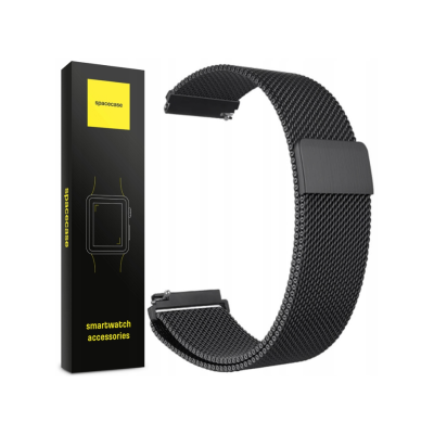 Spacecase Milanese - Universal Μεταλλικό Λουράκι για Smartwatches (22mm) από Ανοξείδωτο Ατσάλι - Black (5903943240746)