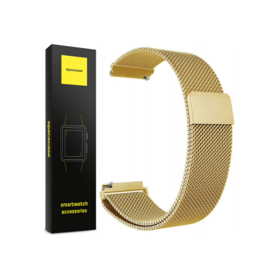 Spacecase Milanese - Universal Μεταλλικό Λουράκι για Smartwatches (22mm) από Ανοξείδωτο Ατσάλι - Gold (5903943240784)
