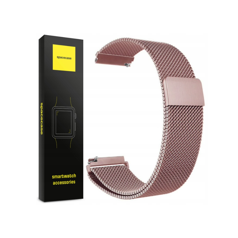 Spacecase Milanese - Universal Μεταλλικό Λουράκι για Smartwatches (22mm) από Ανοξείδωτο Ατσάλι - Pink (5903943240760)