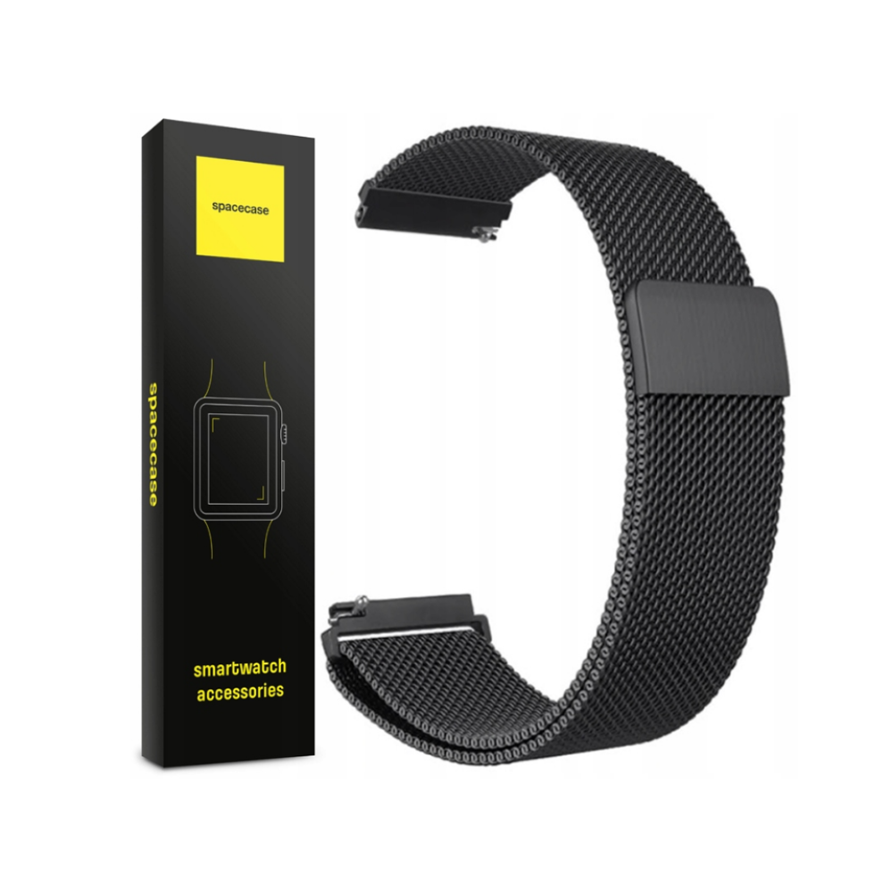 Spacecase Milanese - Universal Μεταλλικό Λουράκι για Smartwatches (20mm) από Ανοξείδωτο Ατσάλι - Black (5903943240692)