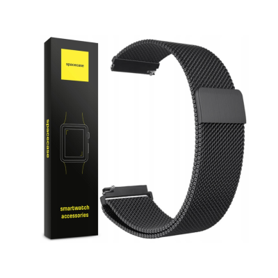 Spacecase Milanese - Universal Μεταλλικό Λουράκι για Smartwatches (20mm) από Ανοξείδωτο Ατσάλι - Black (5903943240692)