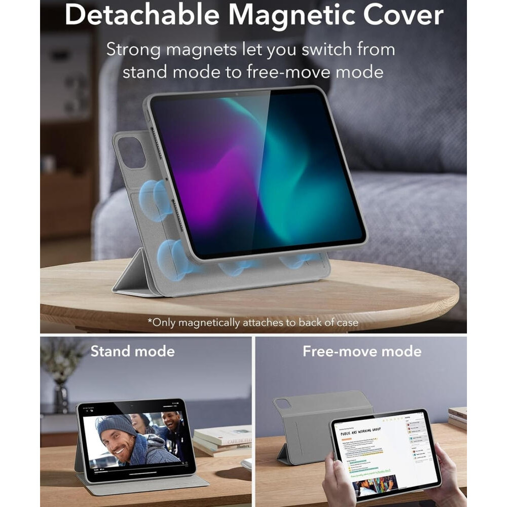 Μαγνητική Θήκη με Υποδοχή Apple Pencil - Apple iPad Pro 11" 2025 / 2024 - ESR Rebound Hybrid 360 - Grey (4894240193648)