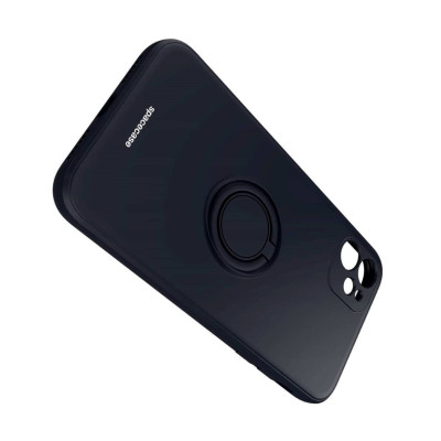 Spacecase Silicone Ring - Θήκη Σιλικόνης με Μεταλλικό Μαγνητικό Ring Holder - Apple iPhone 11 - Black (5905719013097)