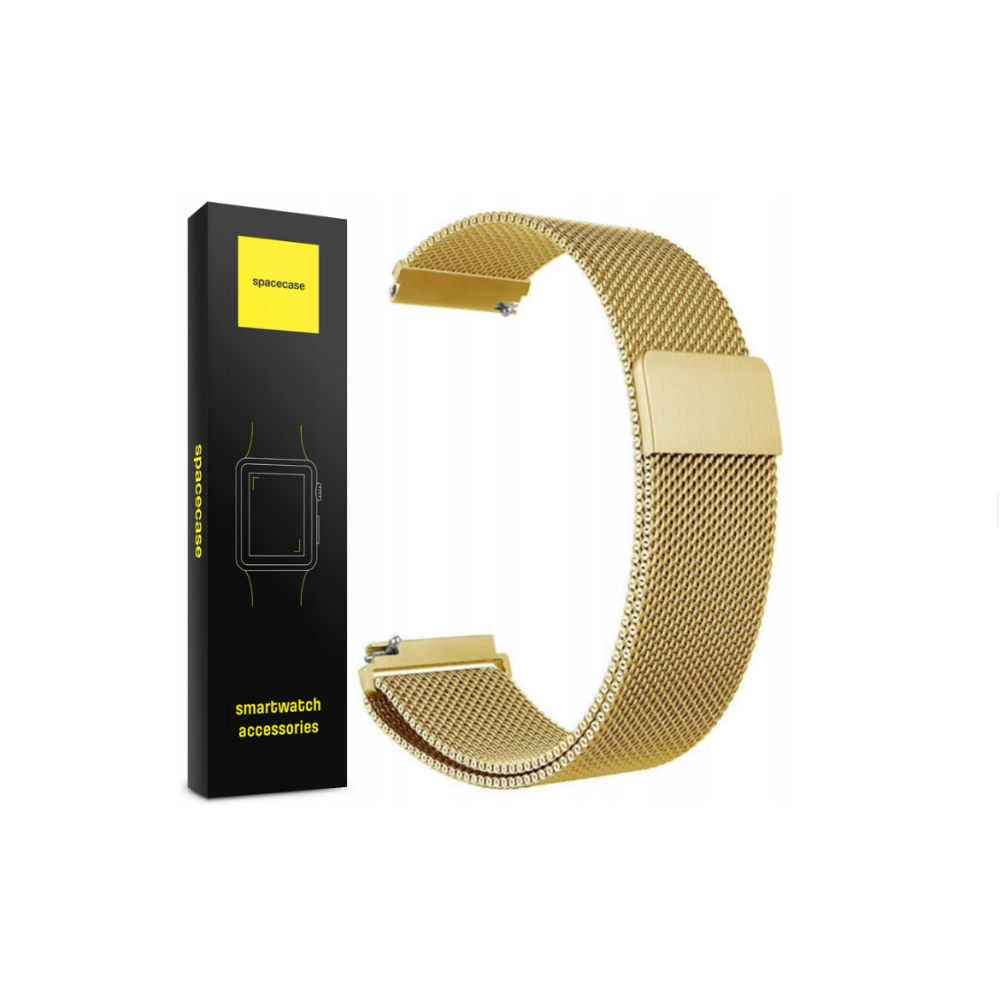 Spacecase Milanese - Universal Μεταλλικό Λουράκι για Smartwatches (20mm) από Ανοξείδωτο Ατσάλι - Gold (5903943240739)