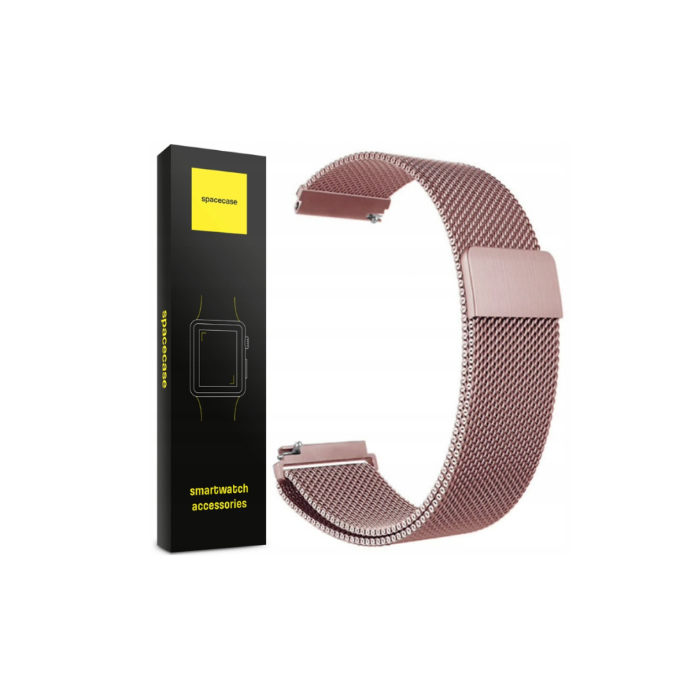 Spacecase Milanese - Universal Μεταλλικό Λουράκι για Smartwatches (20mm) από Ανοξείδωτο Ατσάλι - Pink (5903943240715)