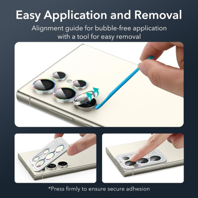 Αντιχαρακτικό Γυαλί Προστασίας για Φακό Κάμερας - Samsung Galaxy S24 Ultra - ESR Armorite Camera Lens Protectors - Chromatic Shimmer (4894240189405)