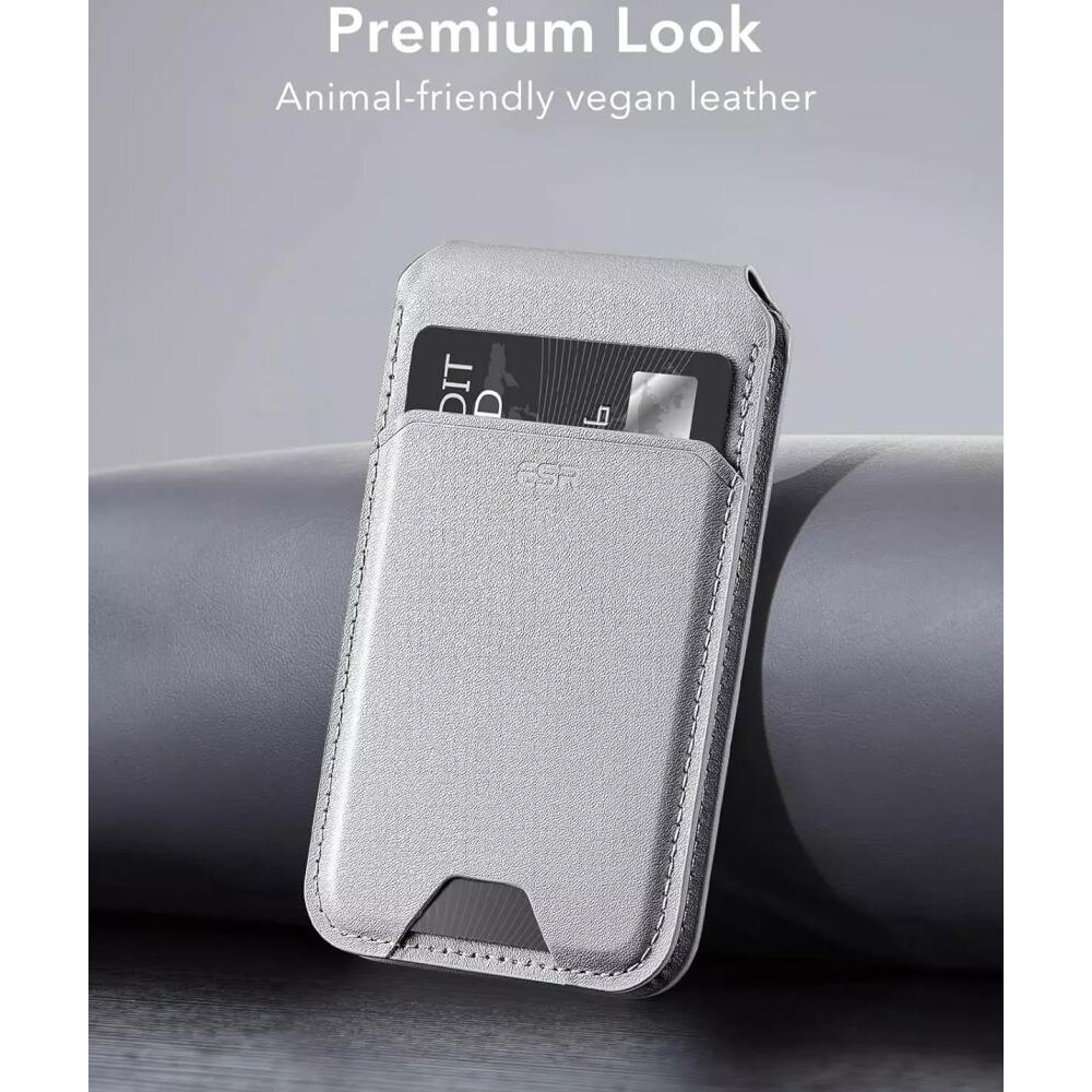 ESR HaloLock Wallet Stand - MagSafe Θήκη - Πορτοφόλι για Κάρτες / Αναδιπλούμενη Βάση από Vegan Δέρμα - Natural Titanium (4894240191996)
