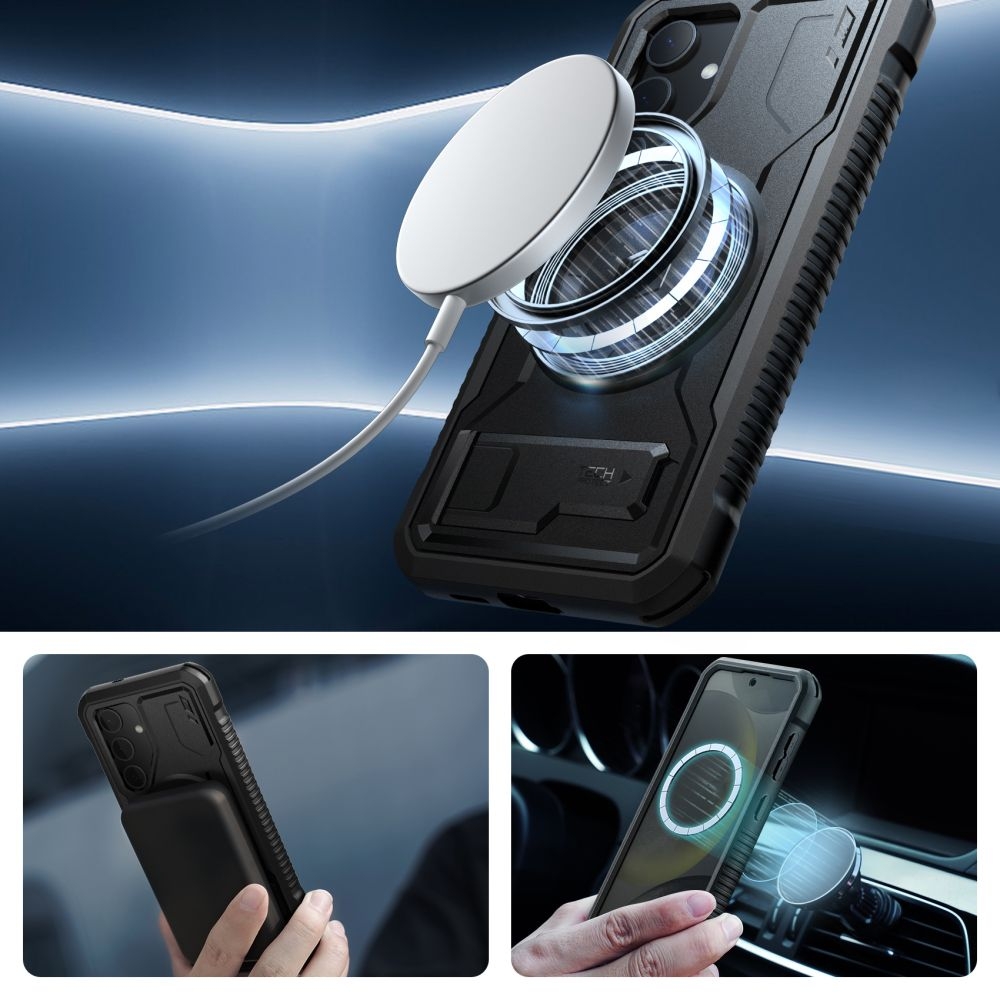 Full Body Ανθεκτική Θήκη MagSafe με Kickstand - Samsung Galaxy S24 - Tech-Protect Kevlar MagSafe Plus - Black (5906203690831)