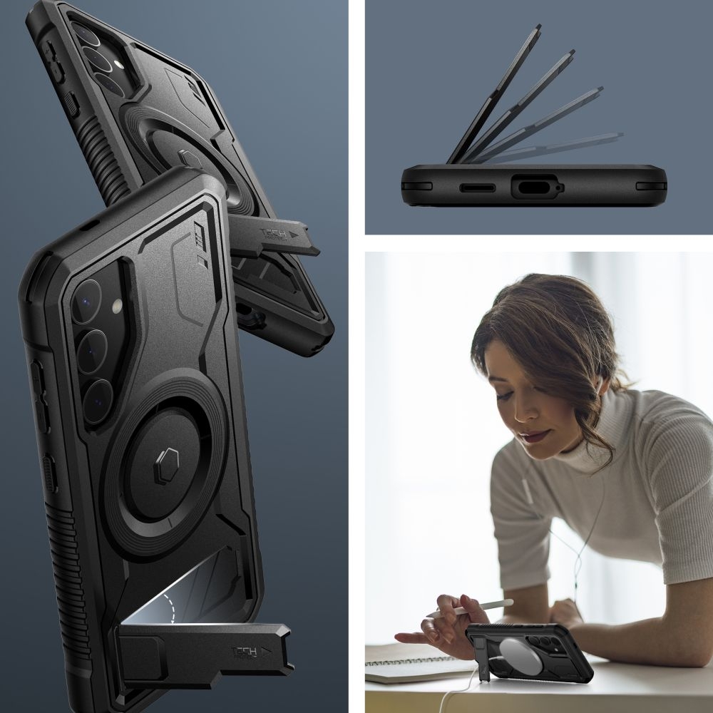 Full Body Ανθεκτική Θήκη MagSafe με Kickstand - Samsung Galaxy S24 Plus - Tech-Protect Kevlar MagSafe Plus - Black (5906203690848)