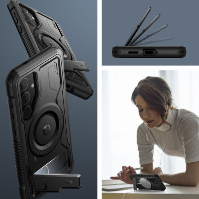 Full Body Ανθεκτική Θήκη MagSafe με Kickstand - Samsung Galaxy S24 Plus - Tech-Protect Kevlar MagSafe Plus - Black (5906203690848)