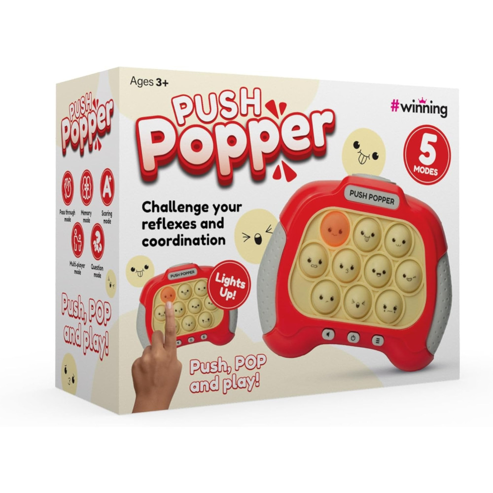 The Source Winning Push Popper Game - Pop It Fidget Αντιστρές / Διαδραστικό Παιχνίδι Δεξιοτήτων - Red (5056327917090)