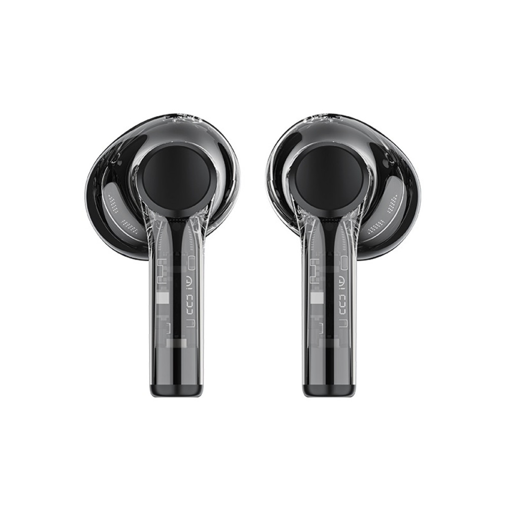 Recci REP-W50 Amber Wireless Earphones Transparent Design - Ασύρματα Ακουστικά Bluetooth με Θήκη Φόρτισης - Black (6955482518618)