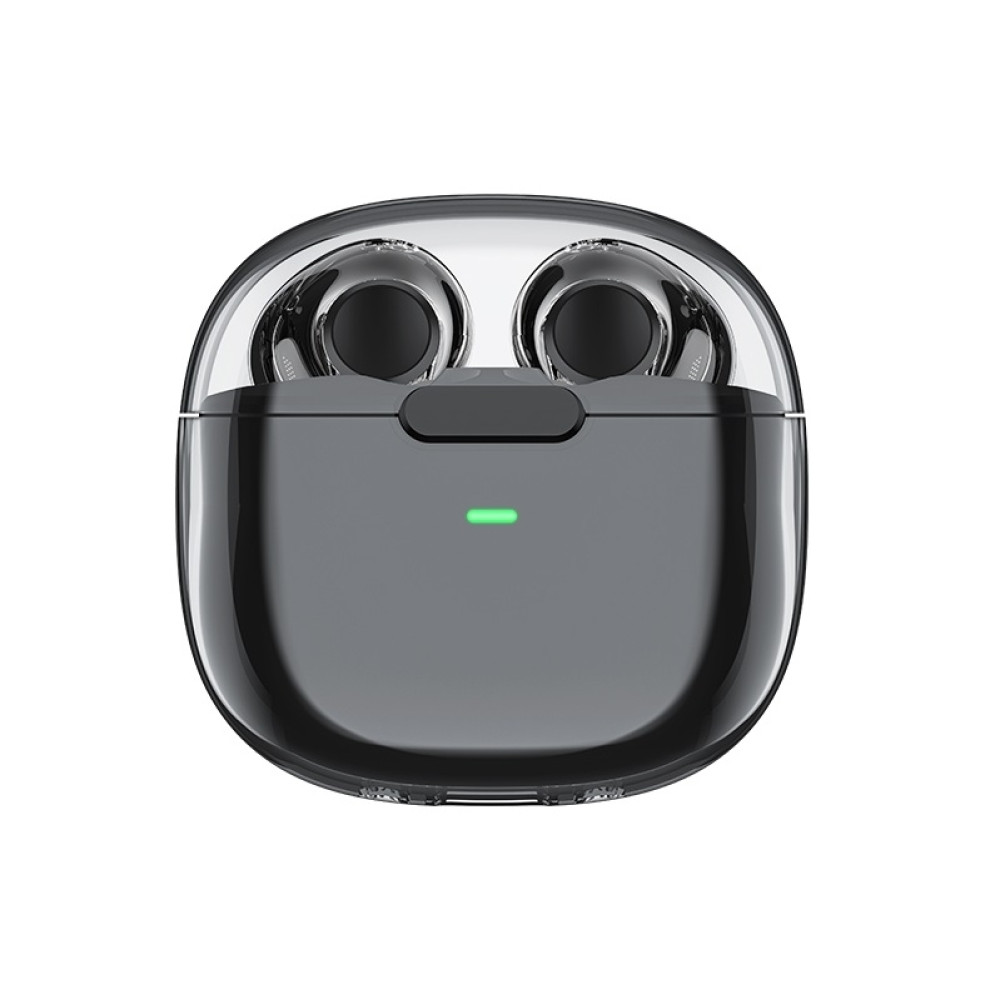 Recci REP-W50 Amber Wireless Earphones Transparent Design - Ασύρματα Ακουστικά Bluetooth με Θήκη Φόρτισης - Black (6955482518618)
