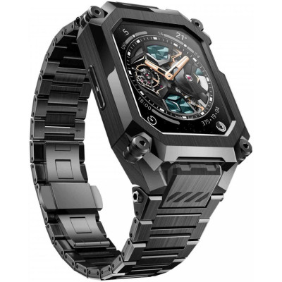 Supcase Unicorn Beetle Steel - Ανθεκτική Unibody Θήκη με Λουράκι από Ανοξείδωτο Ατσάλι - Apple Watch SE/9/8/7/6/5/4 (45/44mm) - Black (843439121027)