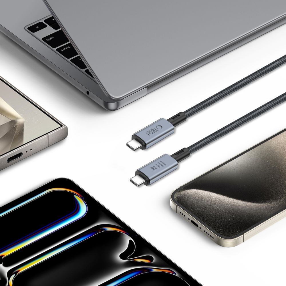 Tech-Protect Ultraboost Max Cable - Καλώδιο Φόρτισης και Μεταφοράς Δεδομένων USB4 Type-C 8K 40Gbps σε Type-C - 200cm - 240W - 5A - Grey (5906302308996)