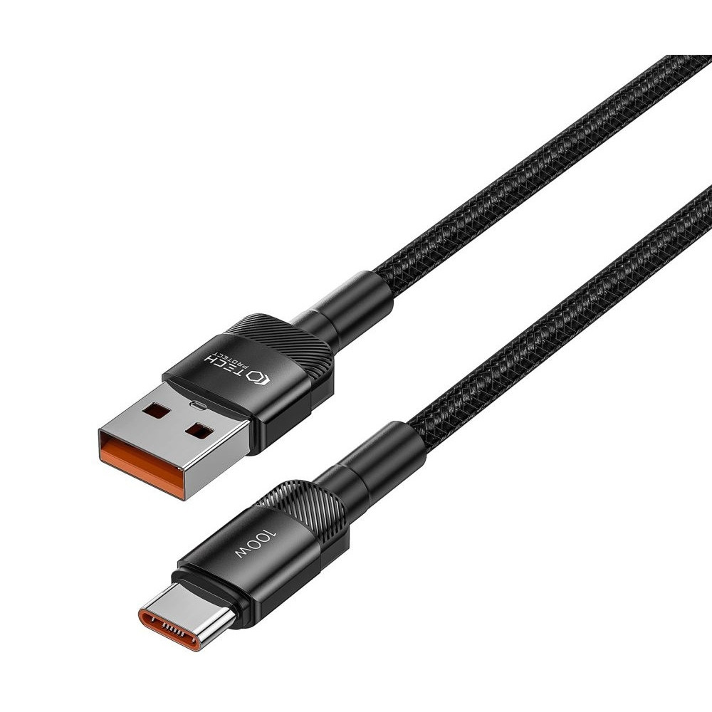 Tech-Protect Ultraboost Evo - Καλώδιο Φόρτισης και Μεταφοράς Δεδομένων USB-A σε Type-C - 25cm - 100W - 5A - Black (5906203690695)