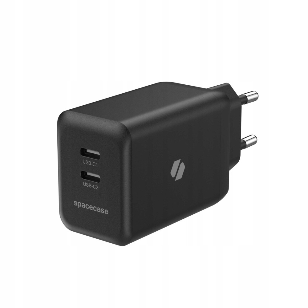 Spacecase SC006B Dual Port GaN USB Charger - Ταχυφορτιστής Ταξιδιού / Αντάπτορας με 2 x Type-C - 45W - Black (5905719109233)