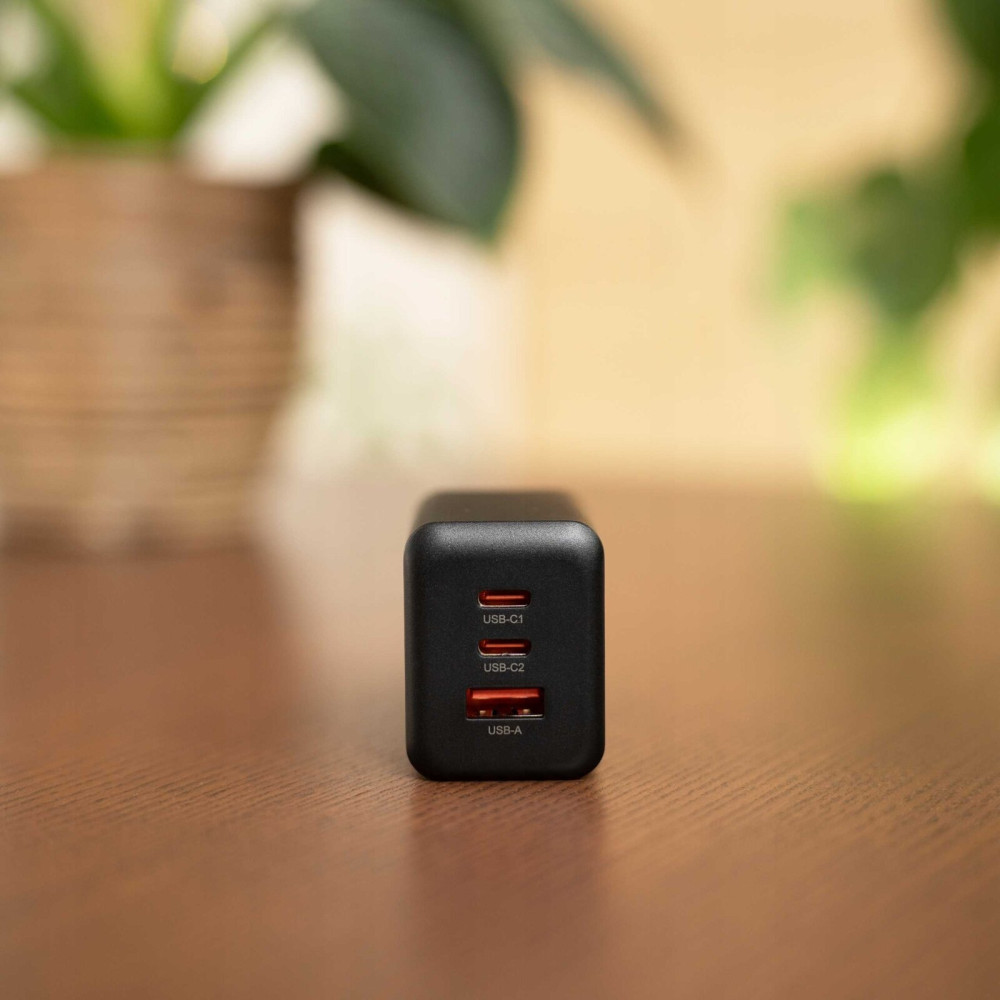 Spacecase SC008B 3-Port GaN USB Charger - Ταχυφορτιστής Ταξιδιού / Αντάπτορας με 1 x USB-A / 2 x Type-C - 65W - Black (5905719109257)