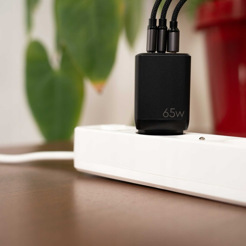 Spacecase SC008B 3-Port GaN USB Charger - Ταχυφορτιστής Ταξιδιού / Αντάπτορας με 1 x USB-A / 2 x Type-C - 65W - Black (5905719109257)