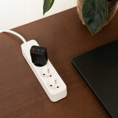 Spacecase SC003B 3-Port Quick USB Charger - Ταχυφορτιστής Ταξιδιού / Αντάπτορας με 1 x USB-A / 2 x Type-C - 30W - Black (5905719109219)