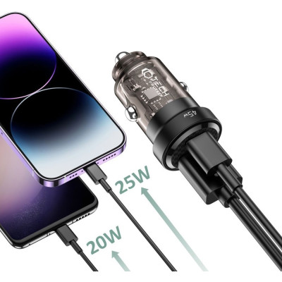 Tech-Protect CC45W 2 Port Car Charger - Φορτιστής Αυτοκινήτου με 1 x USB-A / 1 x Type-C - 45W - Black (9490713931707)