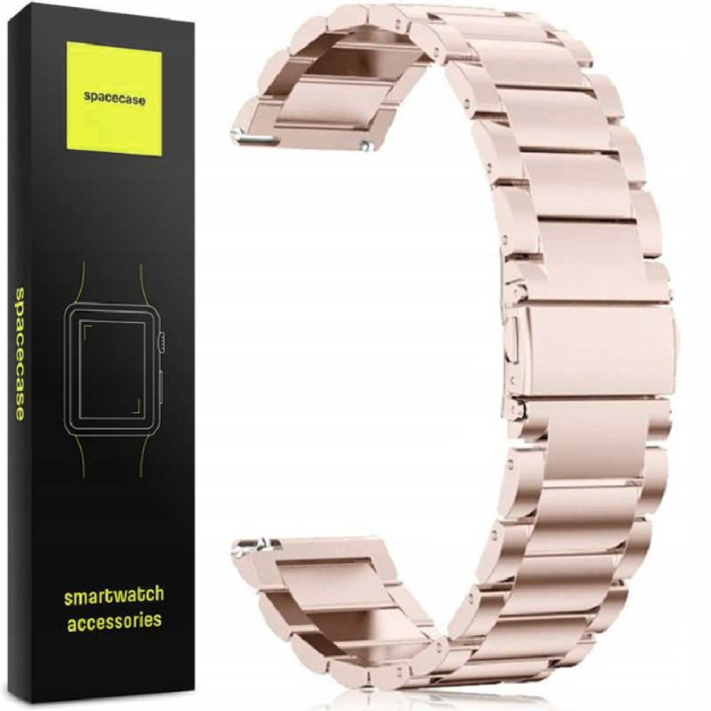 Spacecase Stainless Steel - Universal Μεταλλικό Λουράκι για Smartwatches (22mm) από Ανοξείδωτο Ατσάλι - Pink (5903943240647)