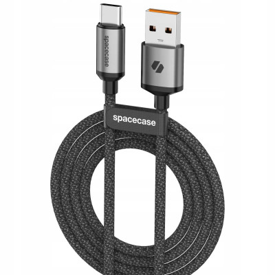 Spacecase USB-C Cable CL03 - Καλώδιο Φόρτισης και Μεταφοράς Δεδομένων USB-A σε Type-C - 100cm - 3A - Black (5905719109189)