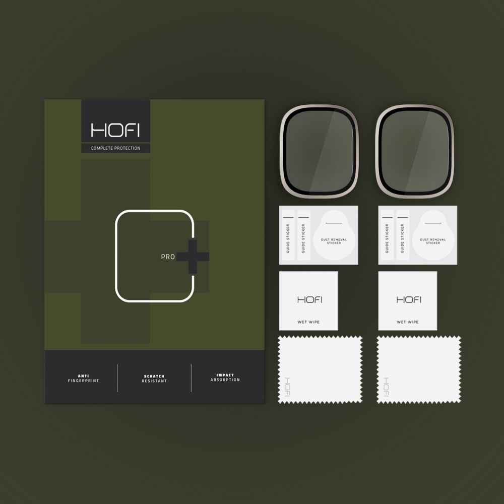 Hofi Premium Pro+ Tempered Glass Ring - Αντιχαρακτικό Γυαλί Προστασίας Οθόνης με Μεταλλικό Πλαίσιο - Apple Watch Ultra 3 / Ultra 2 / Ultra 1 49mm - Titanium - 2 Τεμάχια (5906302309993)