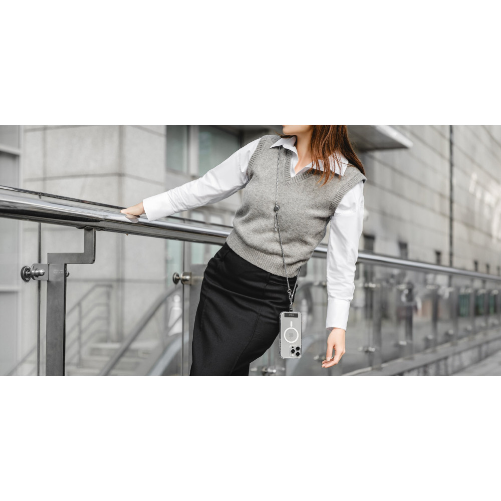SwitchEasy MagEasy Metal Chain Strap & Strap Card - Μεταλλικό Αποσπώμενο Λουράκι Λαιμού για Θήκες Κινητών iPhone - Silver (MPHIPH223SV23)