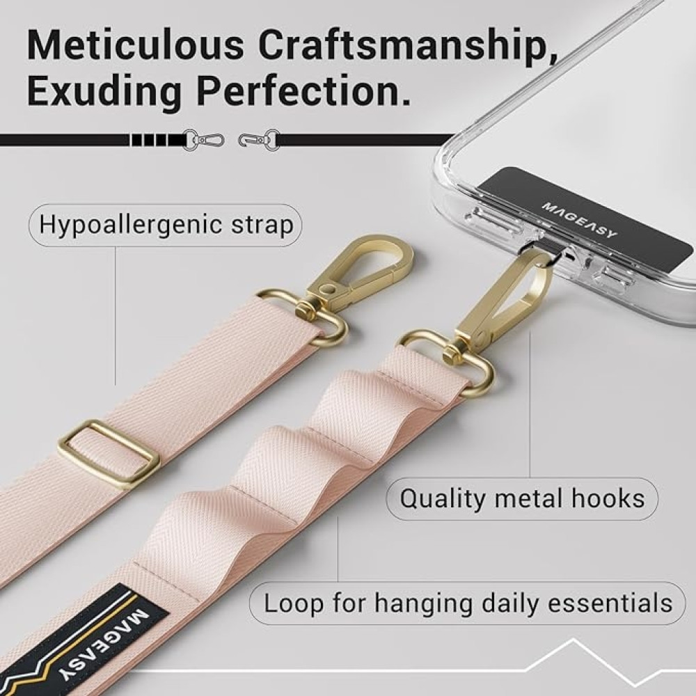 SwitchEasy MagEasy Sling Strap & Strap Card 20mm - Αποσπώμενο Λουράκι Λαιμού για Θήκες Κινητών iPhone - Blossom Pink (MPHIPH159BP23)