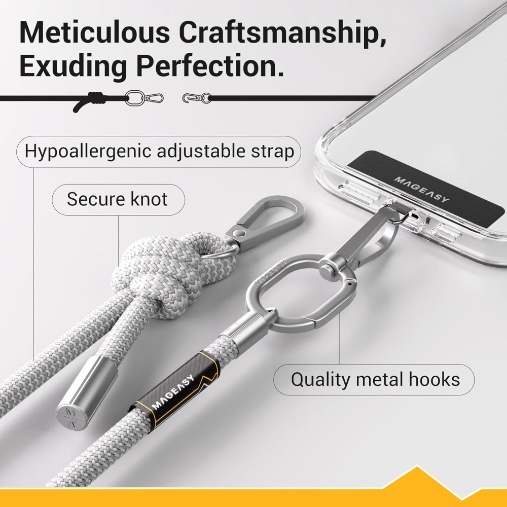 SwitchEasy MagEasy Rope Strap & Strap Card 8.3mm - Αποσπώμενο Λουράκι Λαιμού για Θήκες Κινητών iPhone - Gray (MPHIPH188GR23)
