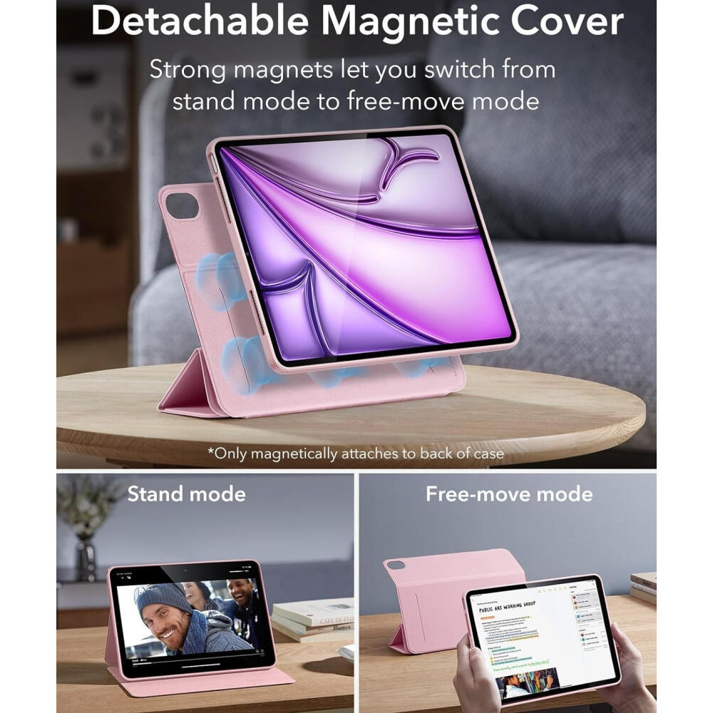 Μαγνητική Θήκη με Υποδοχή Apple Pencil - Apple iPad Air 13" 2025 / 2024 - ESR Rebound Hybrid 360 - Pink (4894240193891)