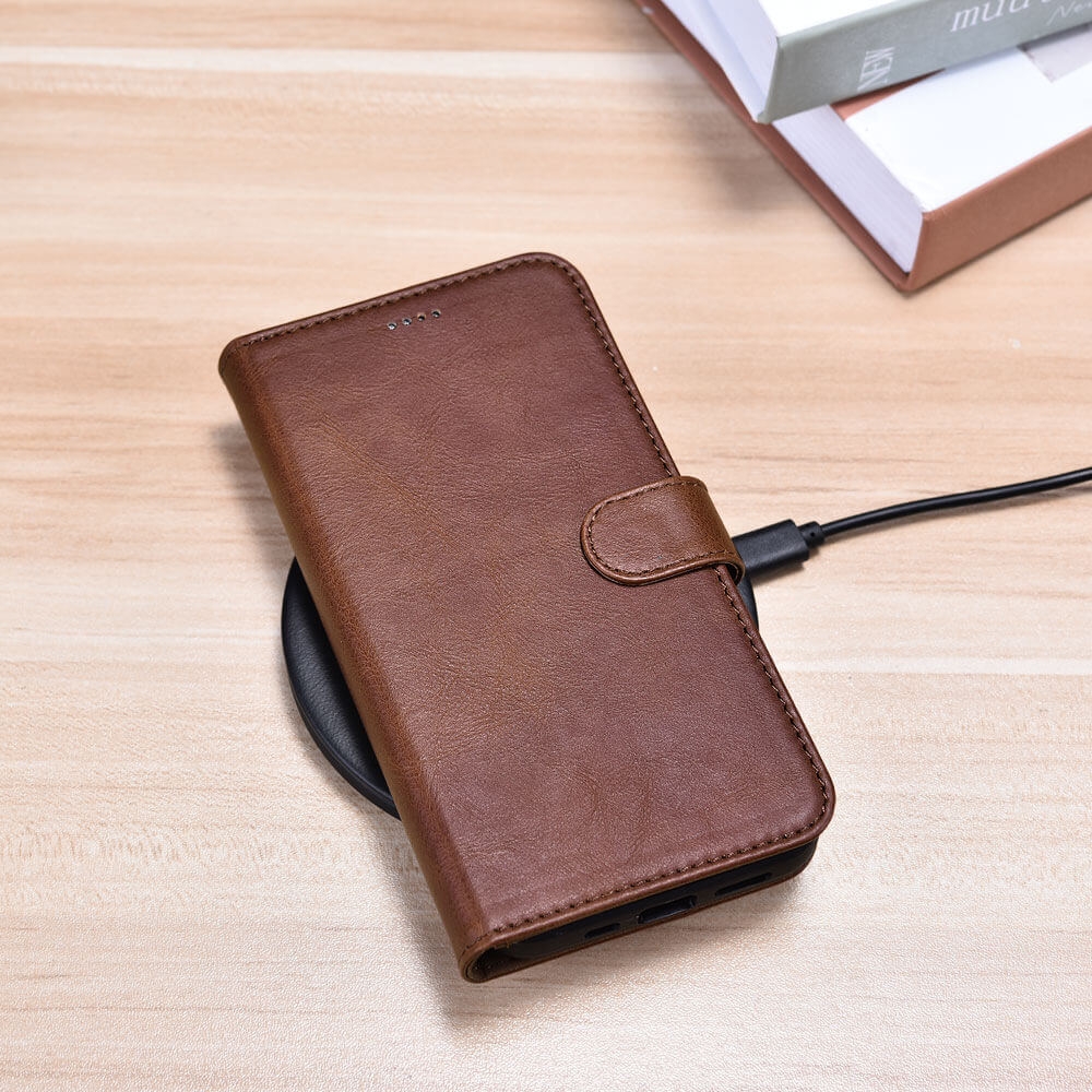 iCarer Crazy Horse Real Leather Detachable 2 in 1 Wallet - Δερμάτινη Θήκη / Πορτοφόλι με RFID - Apple iPhone 12 Pro Max - Coffee (WMI1208-CO)